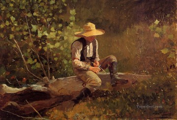 ウィンスロー・ホーマー Painting - The Whittling Boy リアリズム画家ウィンスロー・ホーマー
